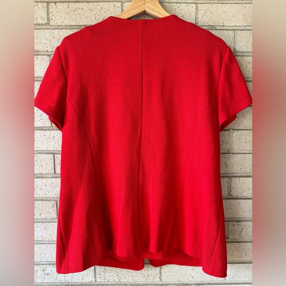 St. John Caviar Red Santana Knit 2-Piece Set | Gold Button Cardigan Set Large - Picture 5 of 8